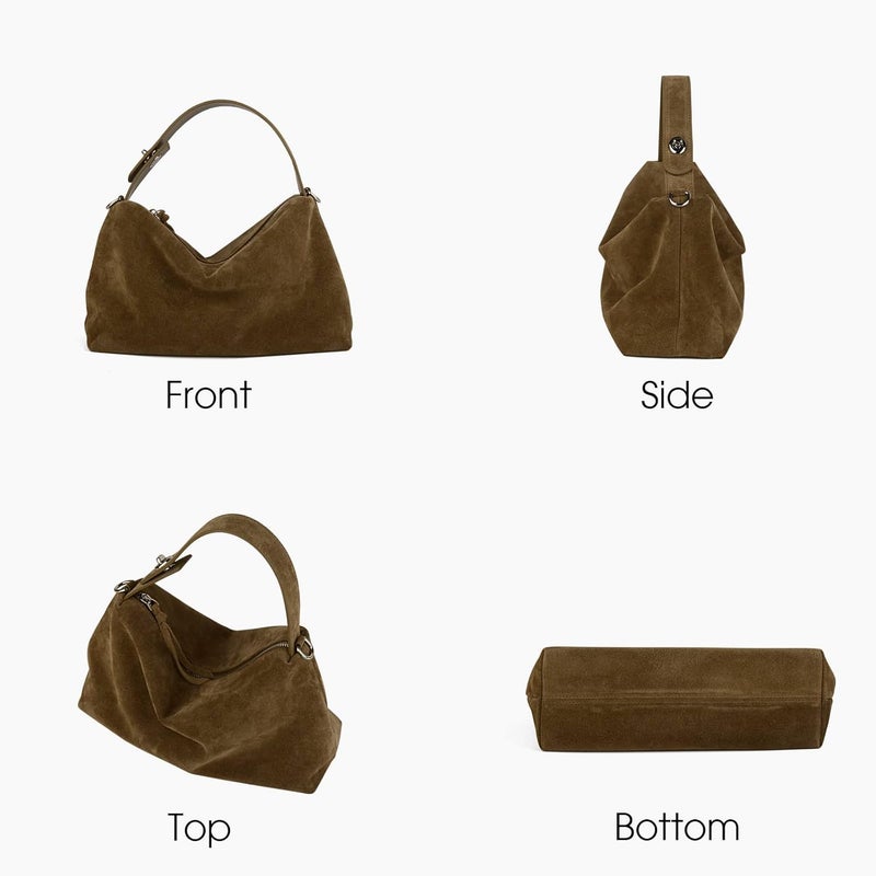 DONNAIN Premium Suede Leather Crossbody Bags for Women, Slouchy Suede Shoulder Bag with Adjustable Strap and Tote Handbag - Image 3